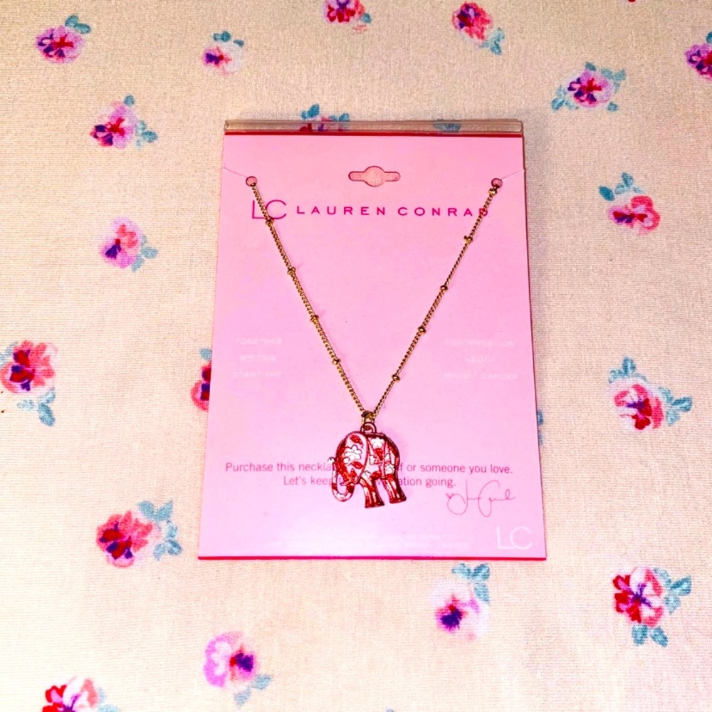 Breast Cancer Awareness Elephant Necklace